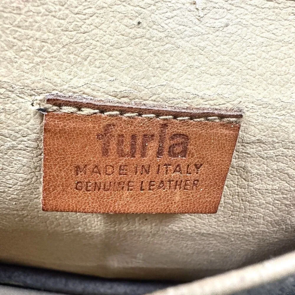 Furla Leather Crossbody Shoulder Purse Bag Mini Small Brown Black Italy VTG